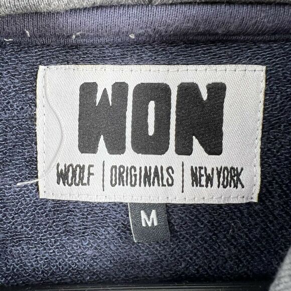 WON Woolf Originals‎ New York Blue Front Pocket Hoodie Medium - Picture 5 of 6